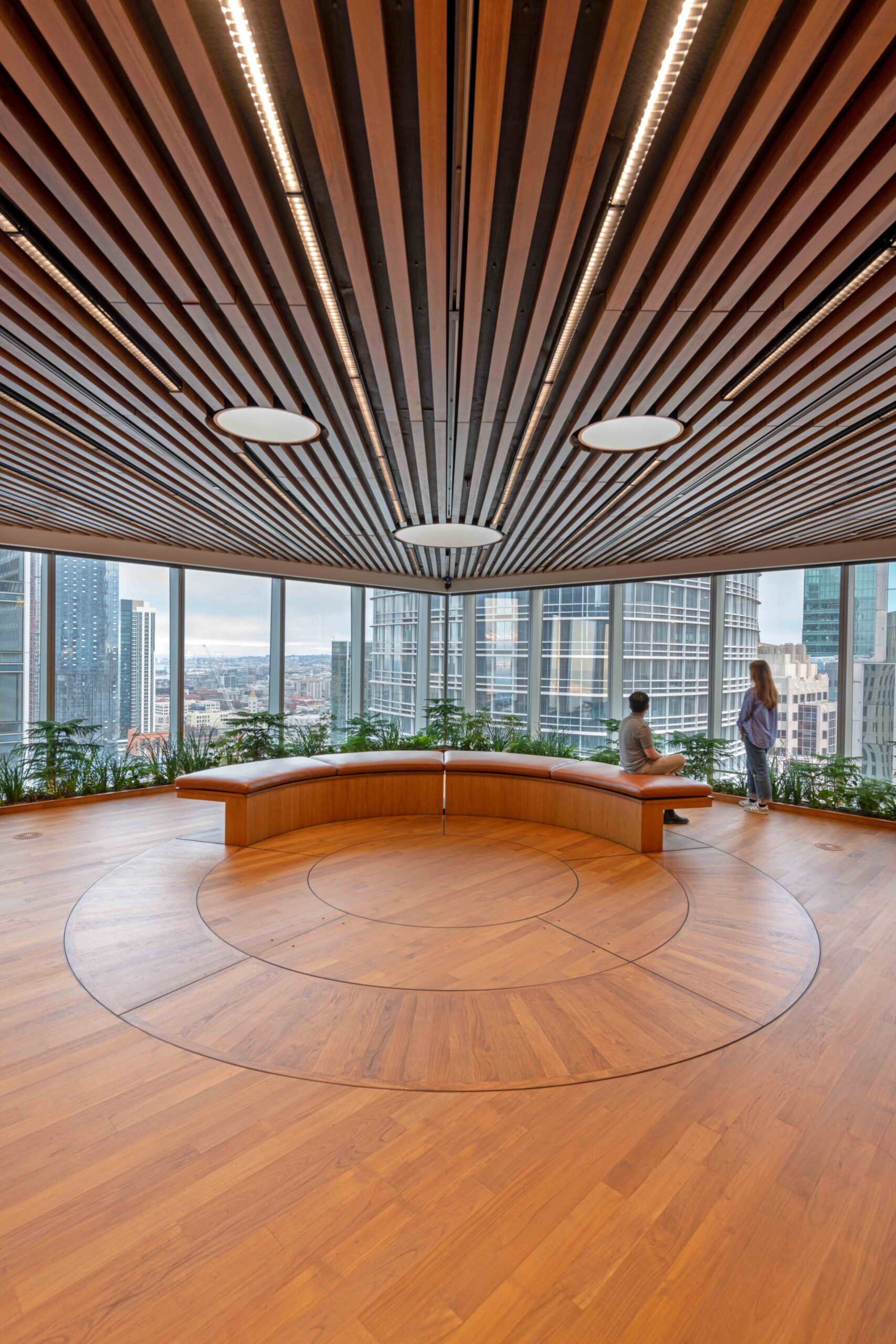 Salesforce East - Conference Table, San Francisco, California. © Jasper Sanidad. Two segments deployed as benches.